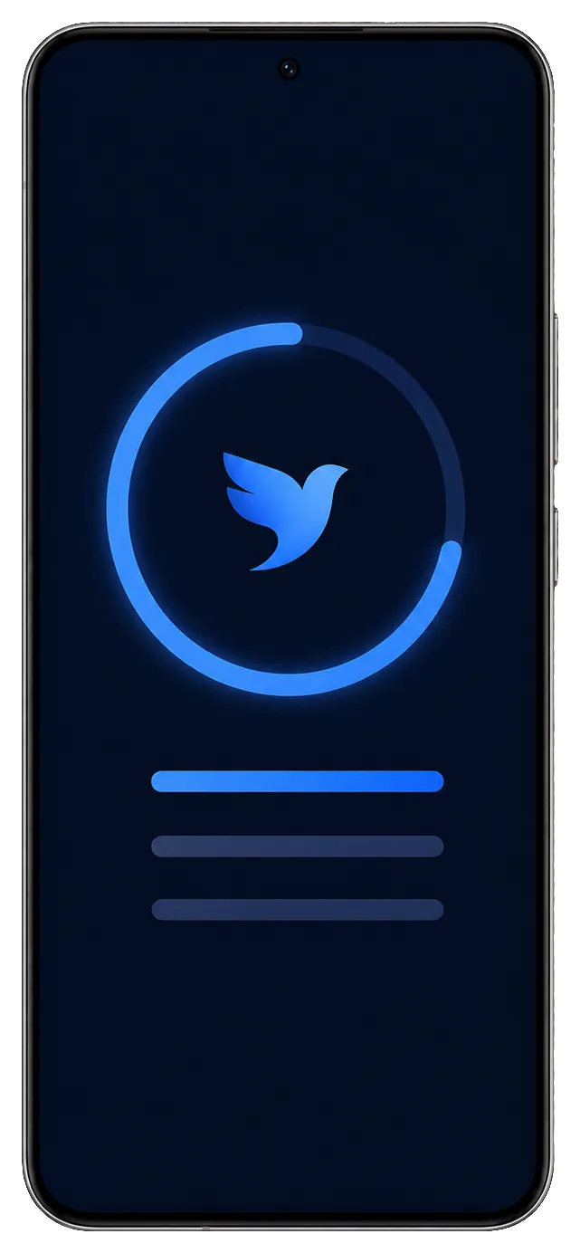 Meizu chạy trình cài đặt FlymeVN: vòng tiến trình đang chạy trên nền tối.
