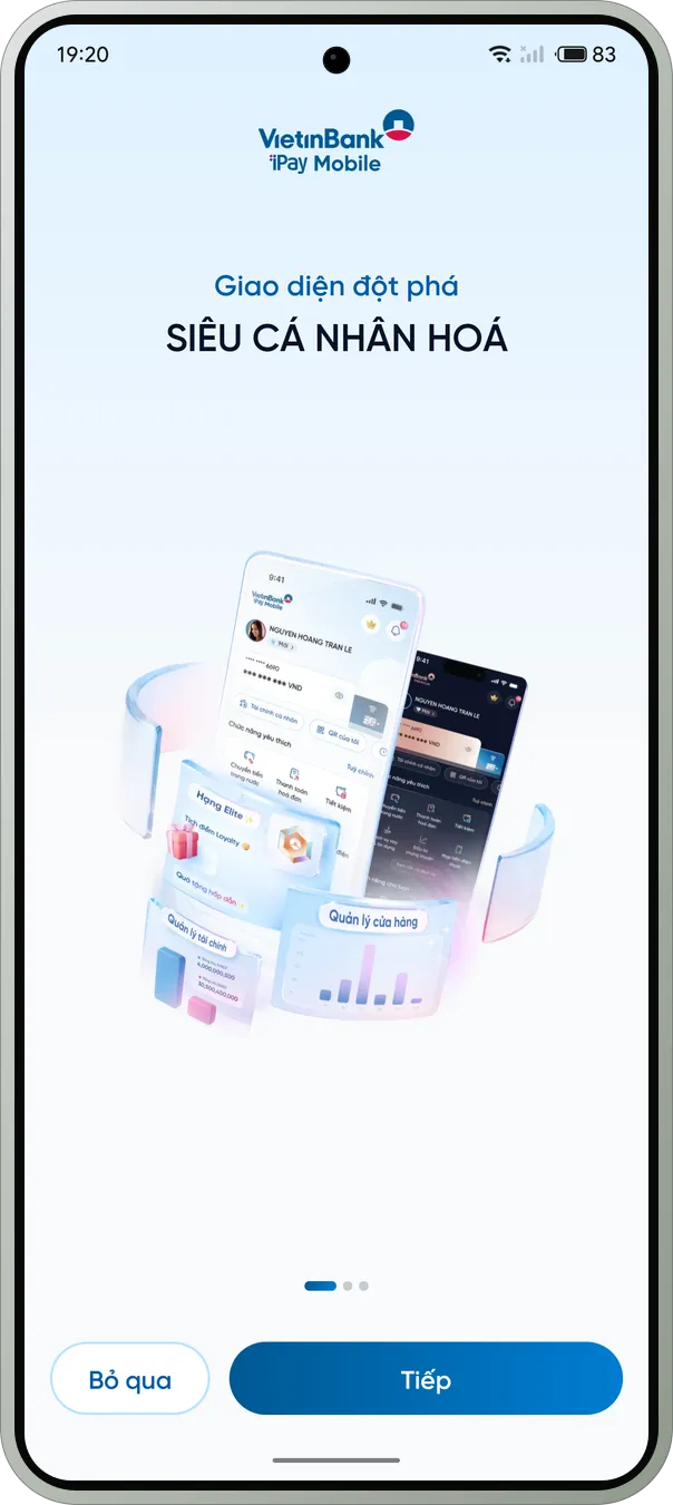 VietinBank iPay đang chạy trên Meizu 21 Pro với FlymeVN — màn hình giới thiệu khi mở lần đầu.